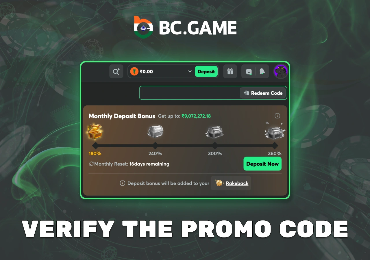 Check promo code from BC Game