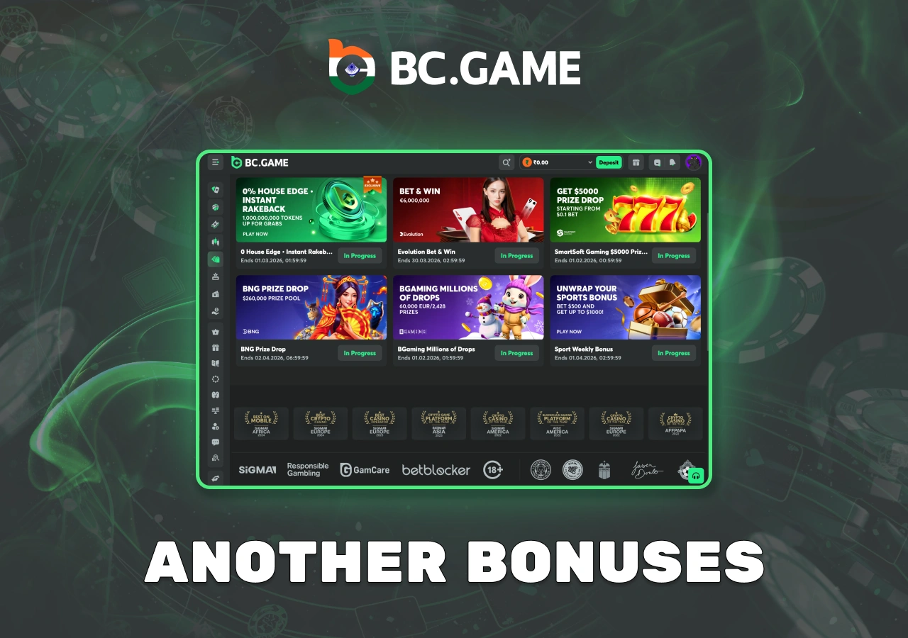 Different bonus options for BC Game online casino users