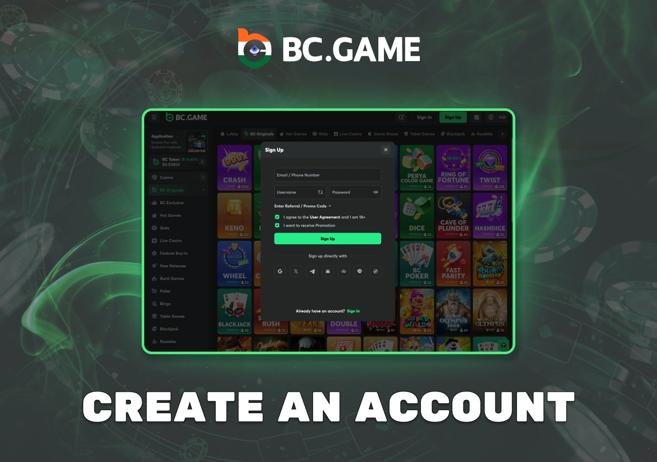 The process of registering a new user account